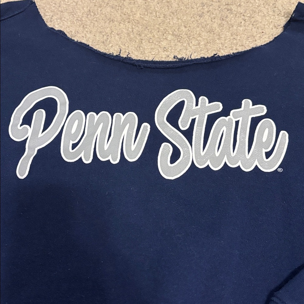 Penn State Navy Blue off the shoulder Sweatshirt - Picture 3 of 4